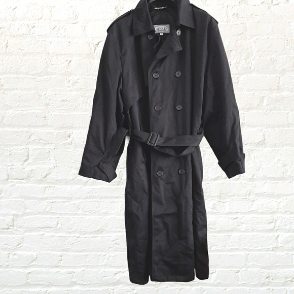 Tip Top Other - LONG BLACK TRENCHCOAT men's belted size 46R